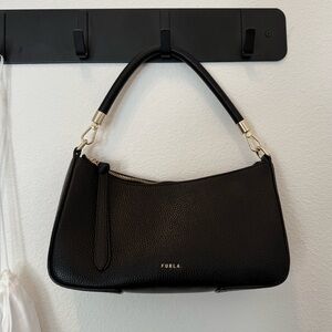 Italian leather Furla black shoulder bag